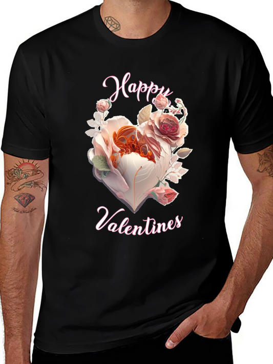 Happy Valentines Floral Heart Graphic Tee