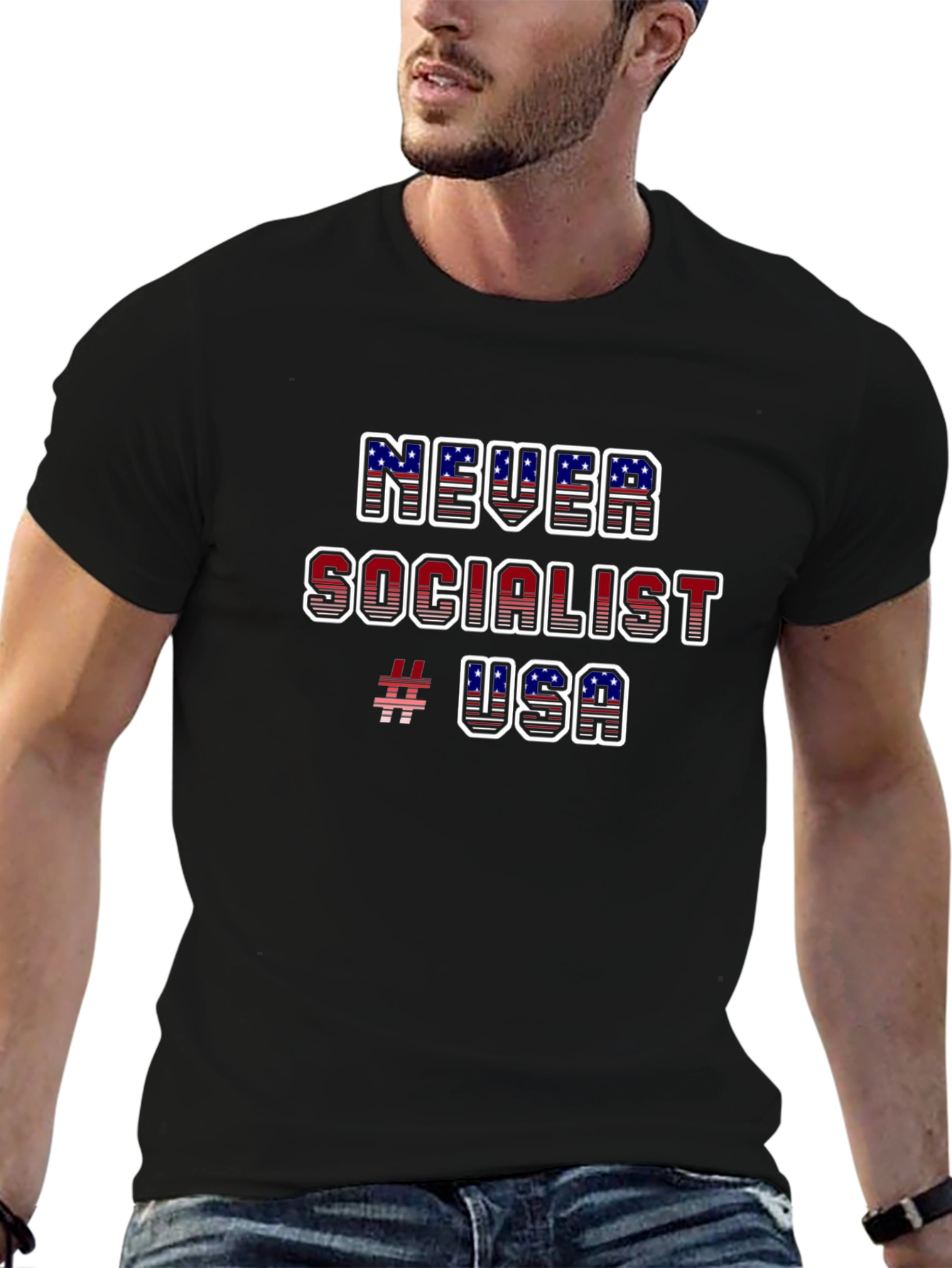 Never Socialist USA Graphic T-Shirt