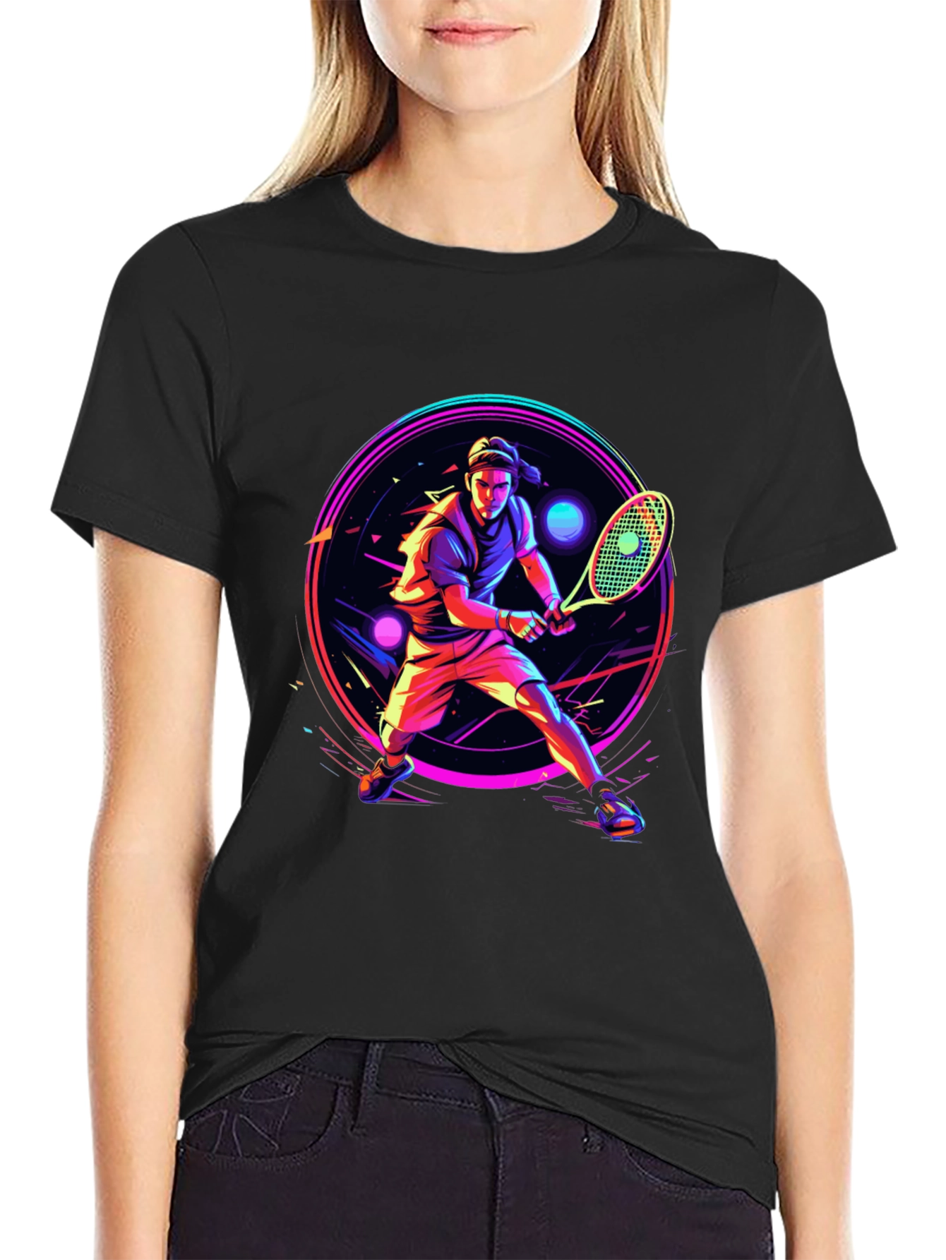 Neon Tennis Player Graphic Tee