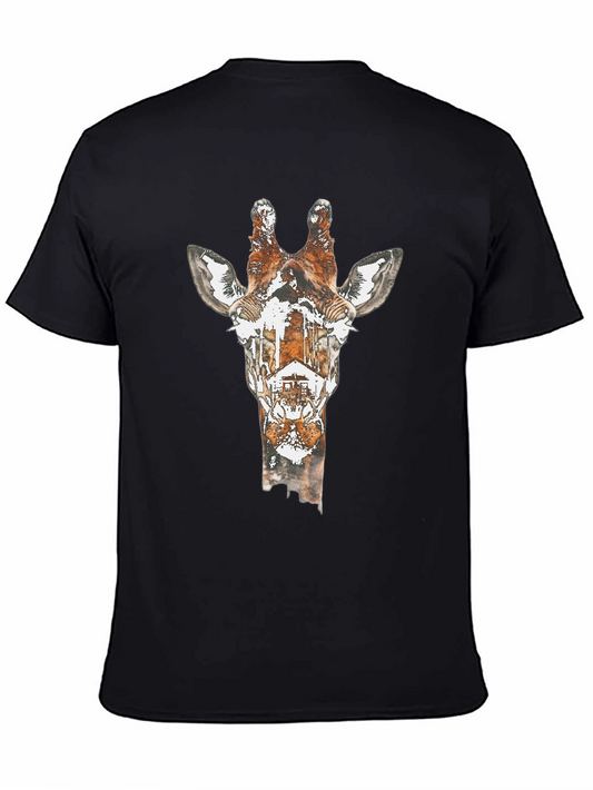 Giraffe Silhouette Graphic Tee - Unique Animal Print Shirt