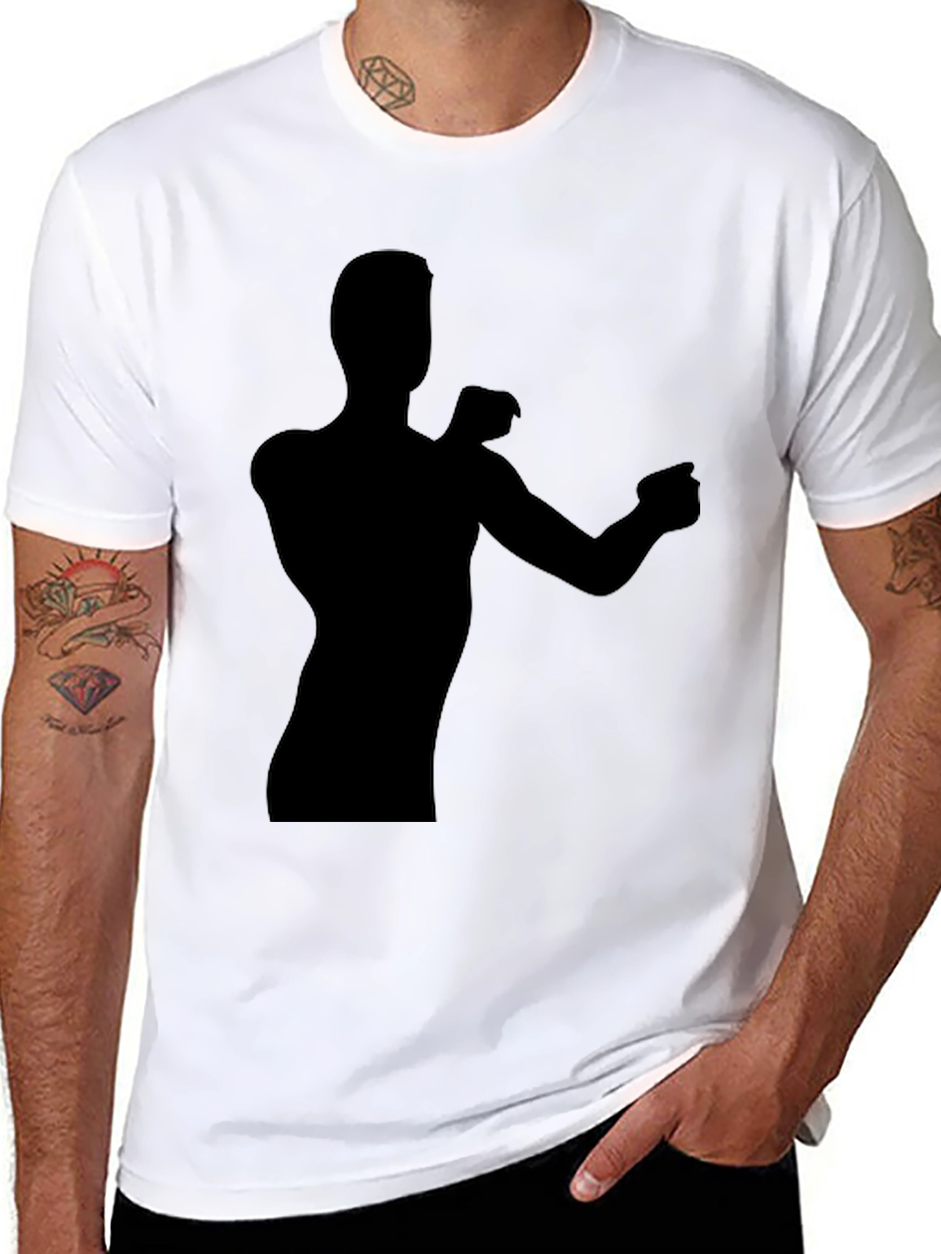Silhouette Graphic Tee - Black Cotton Casual Shirt