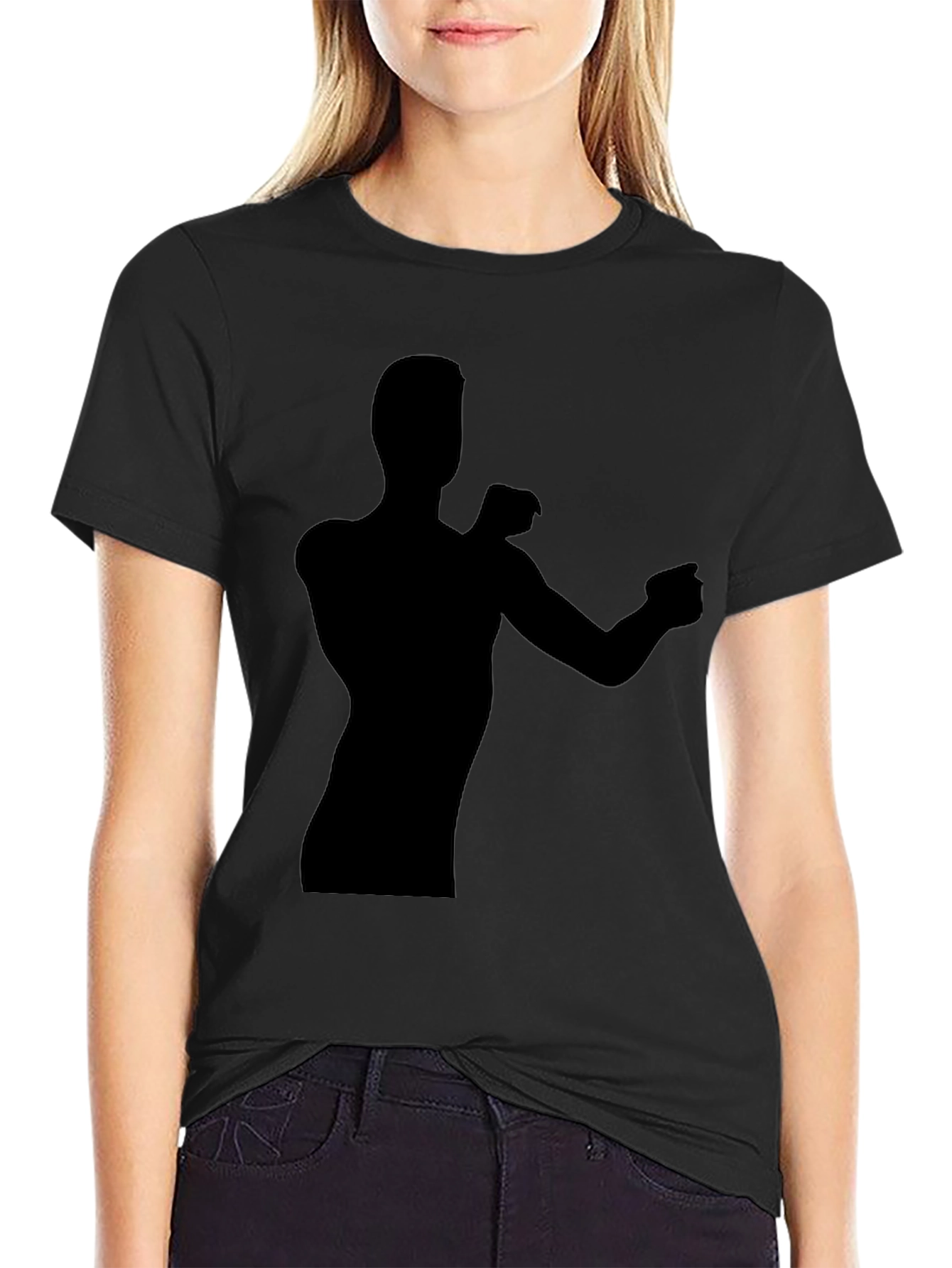 Silhouette Graphic Tee - Black Cotton Casual Shirt
