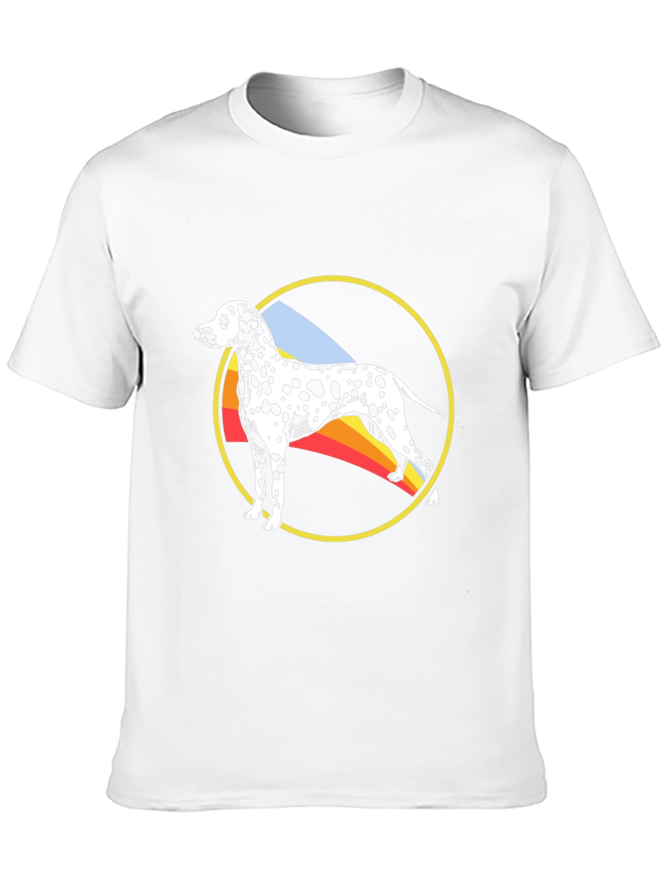 Dalmatian Dog Rainbow Circle Graphic Black T-Shirt