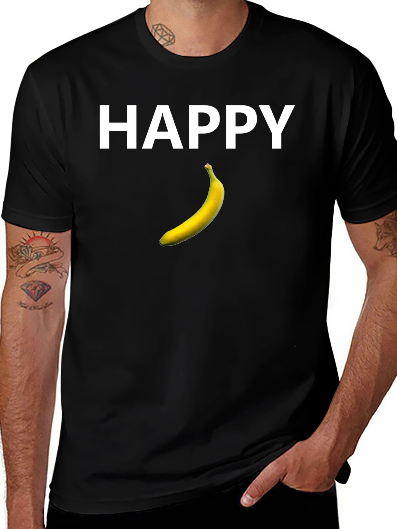 Happy Banana Graphic Tee - Black Cotton T-Shirt