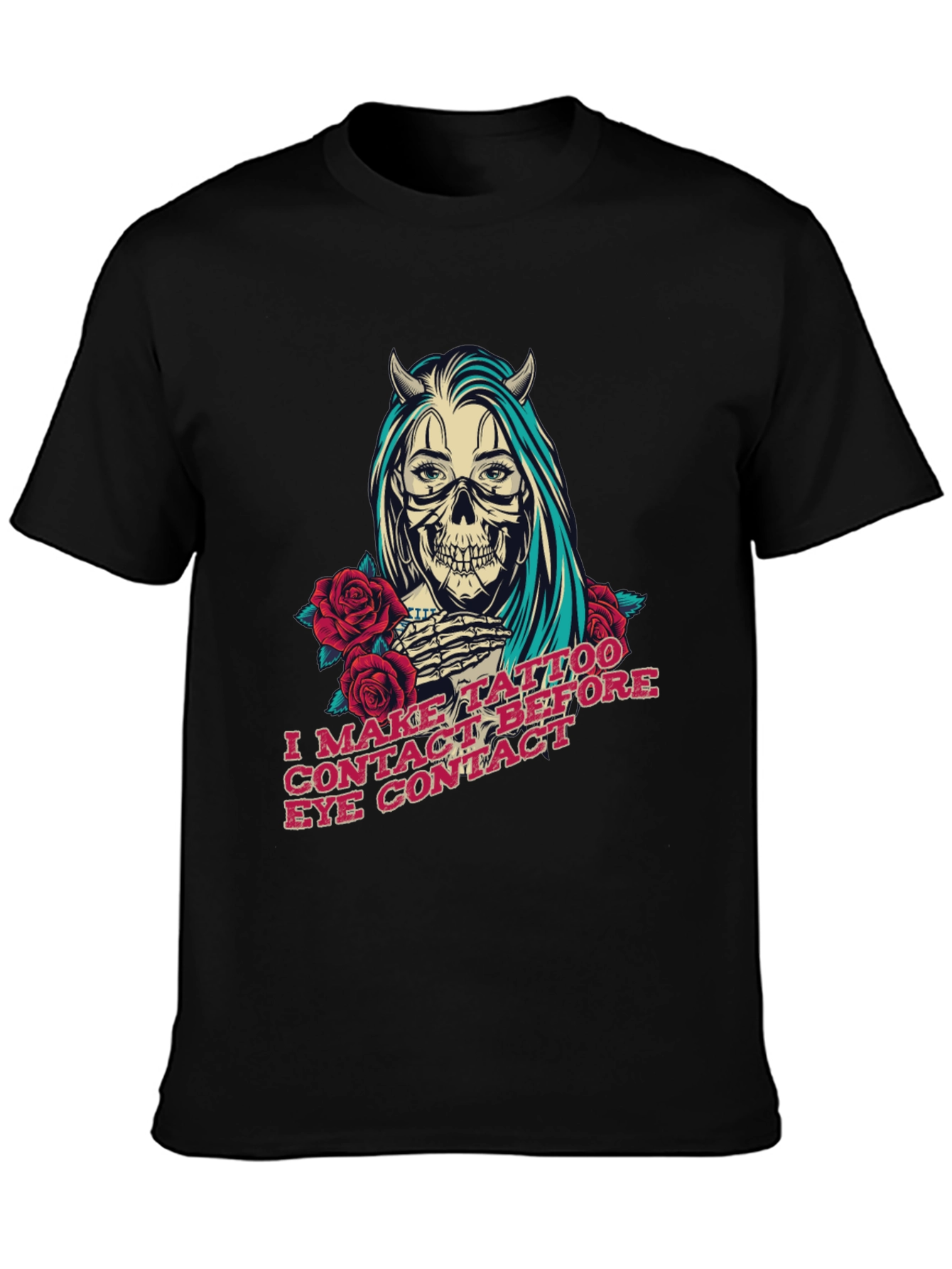 Skull Devil Girl Tattoo T-Shirt - Edgy Graphic Tee