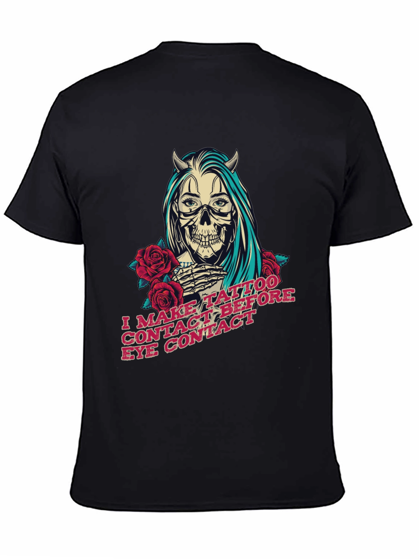 Skull Devil Girl Tattoo T-Shirt - Edgy Graphic Tee