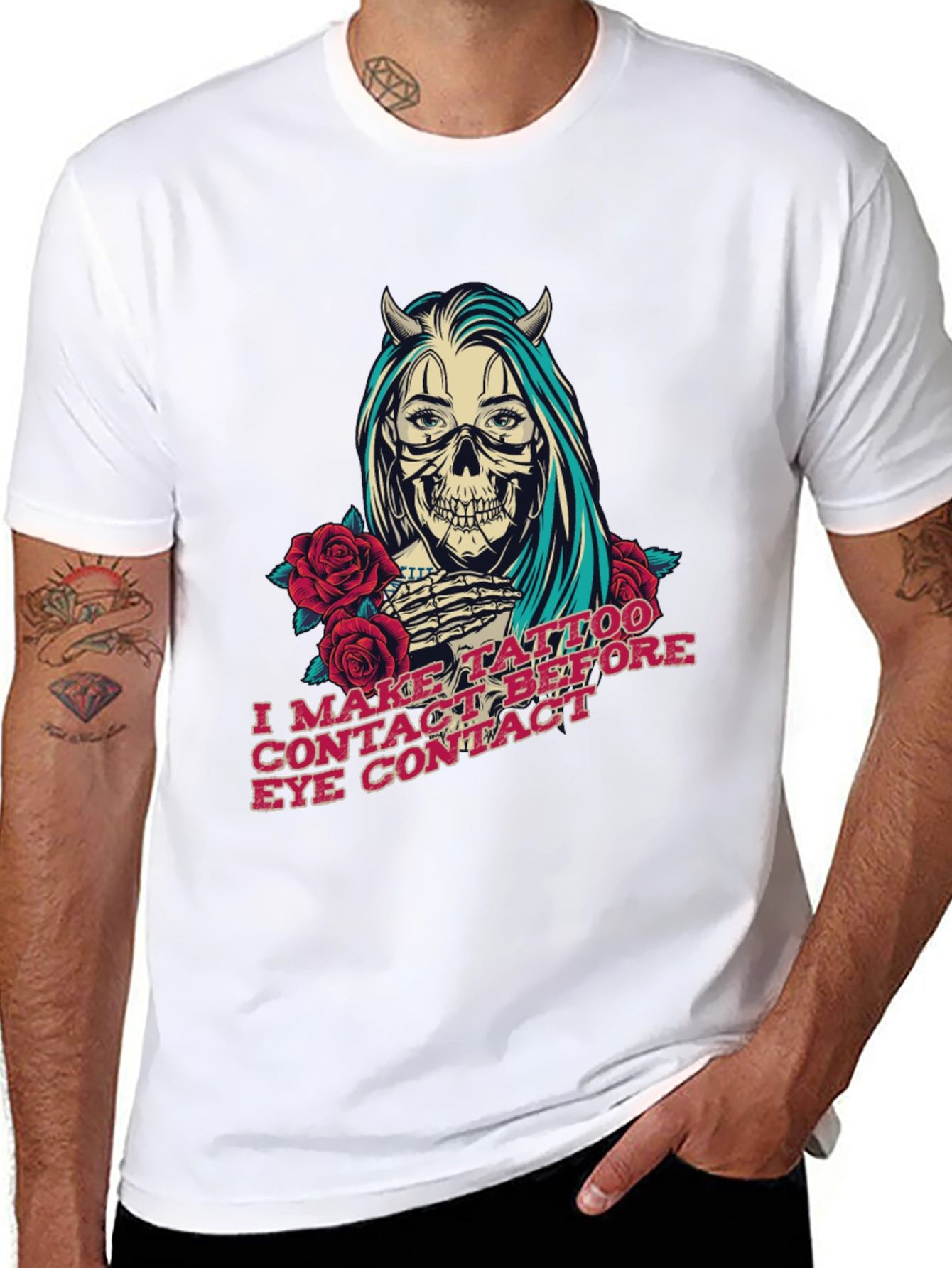 Skull Devil Girl Tattoo T-Shirt - Edgy Graphic Tee