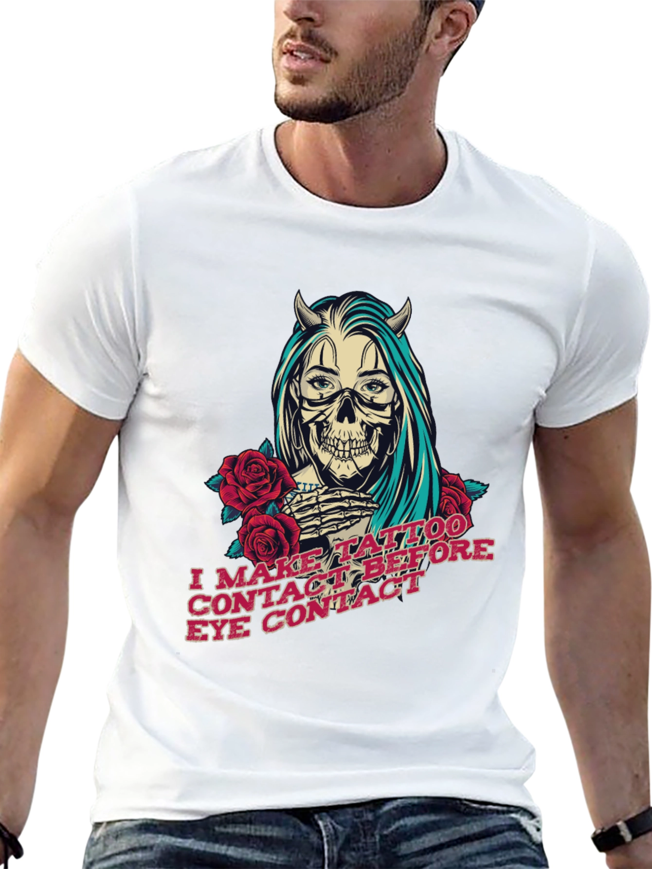 Skull Devil Girl Tattoo T-Shirt - Edgy Graphic Tee