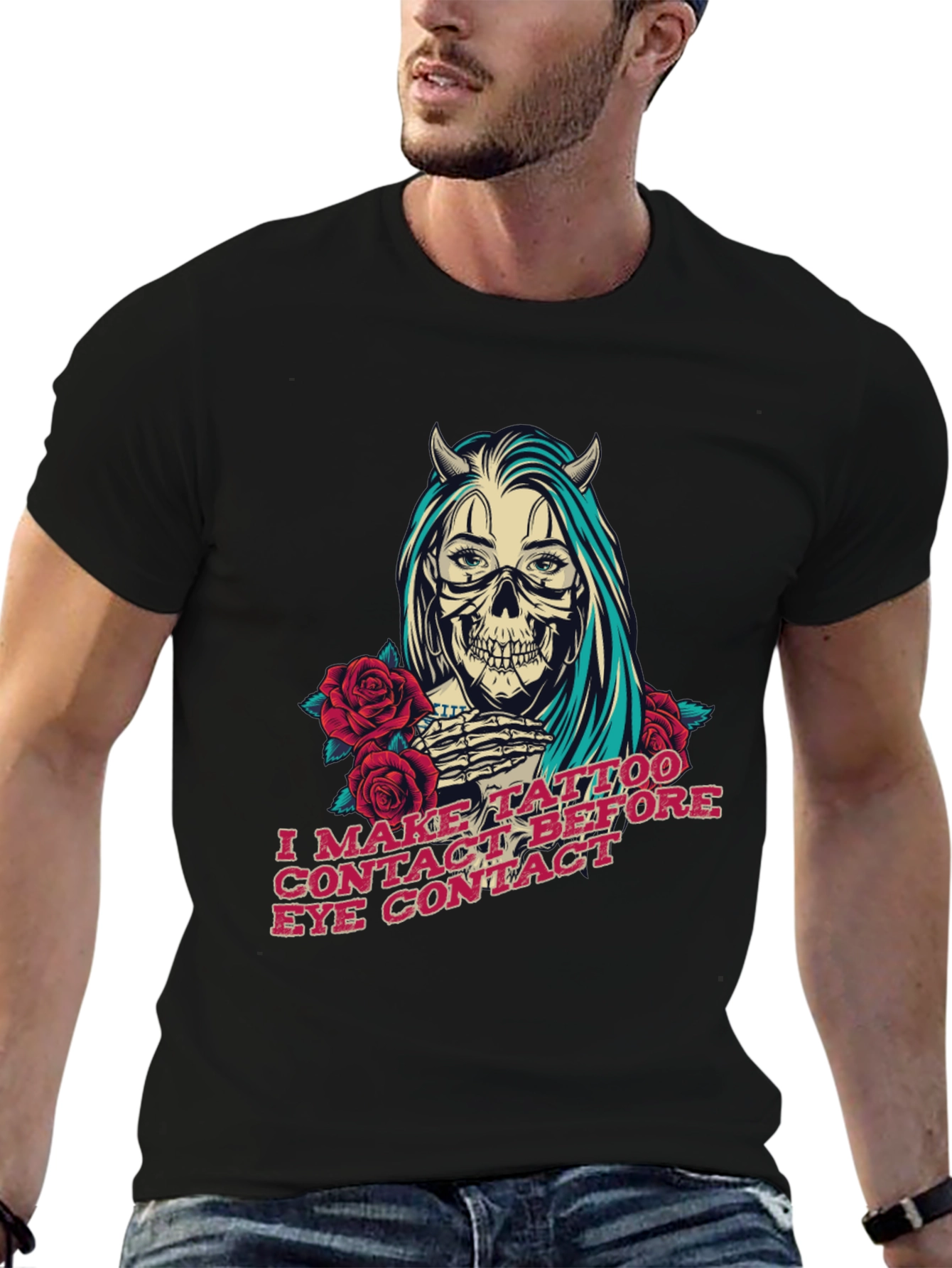 Skull Devil Girl Tattoo T-Shirt - Edgy Graphic Tee