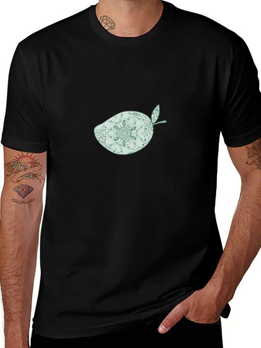 Black T-Shirt with Mango Mandala Graphic