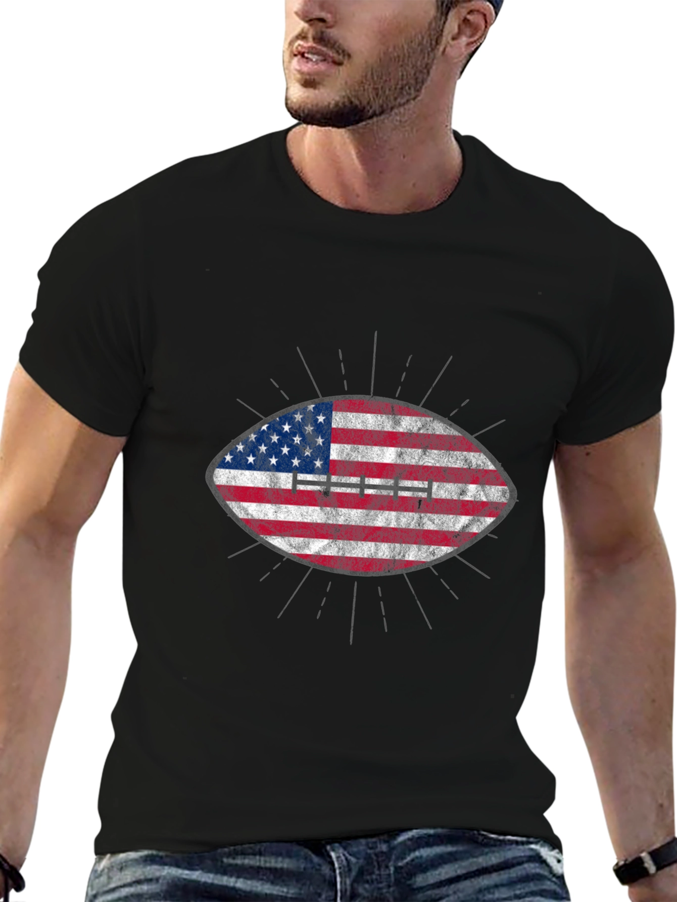 American Flag Football Graphic T-Shirt