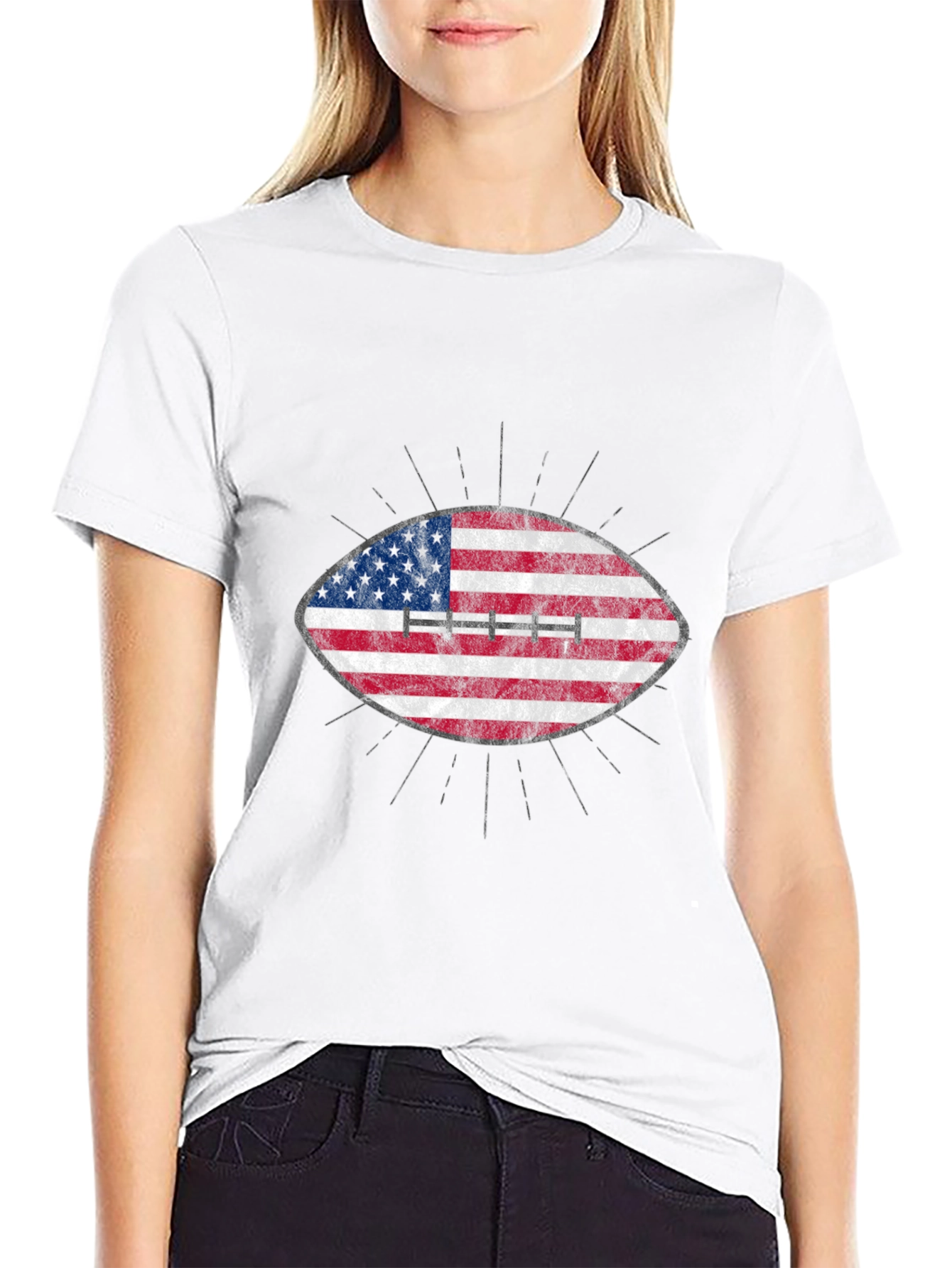 American Flag Football Graphic T-Shirt