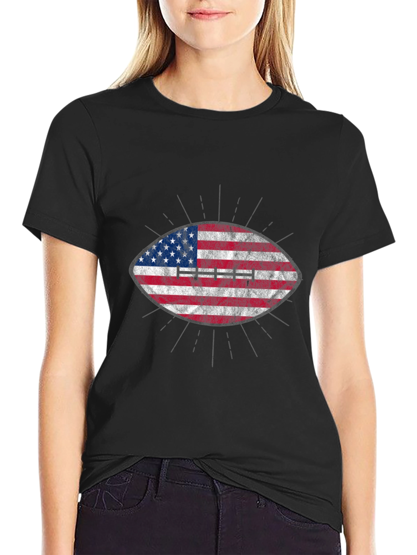 American Flag Football Graphic T-Shirt