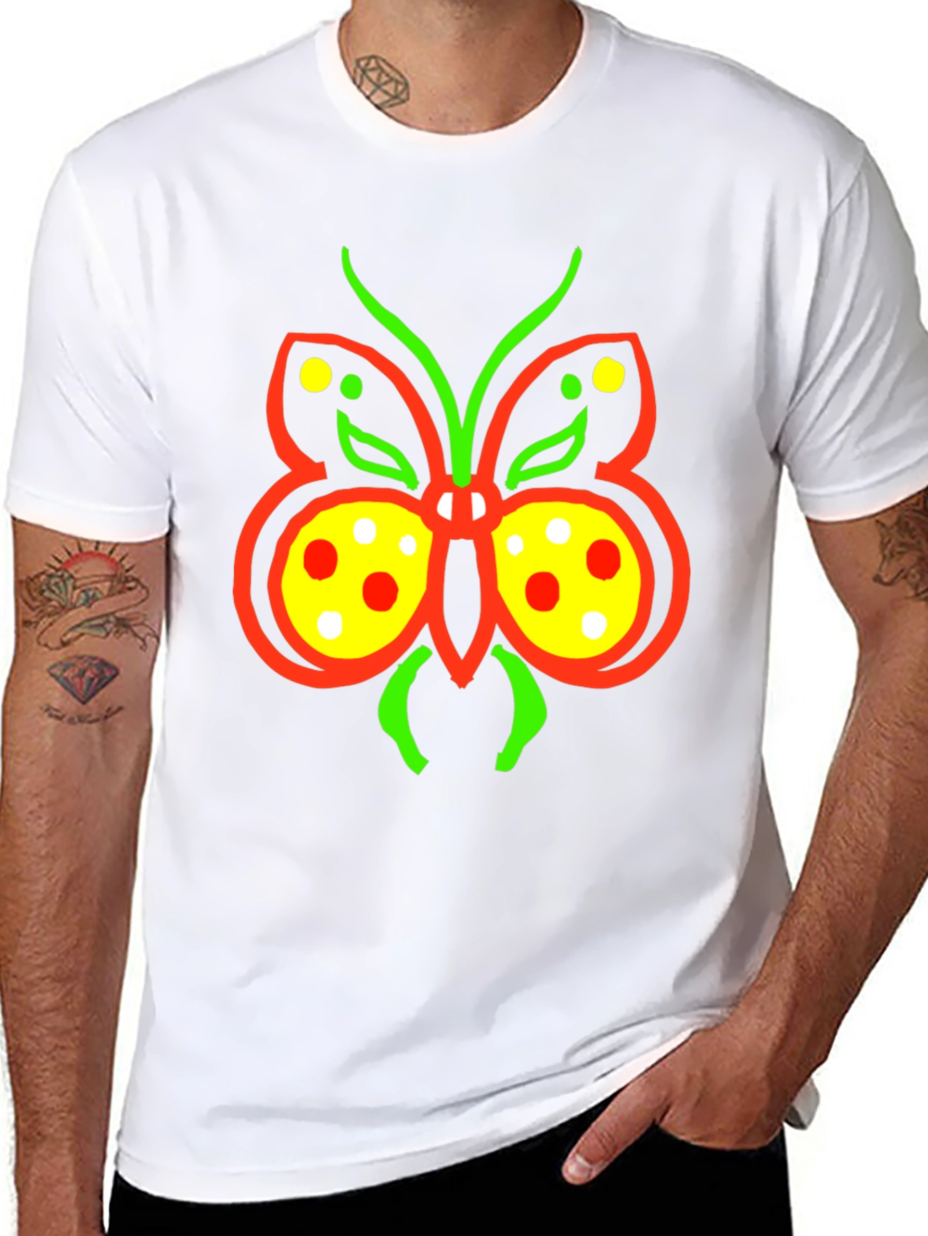 Butterfly Graphic Tee - Quirky Black T-Shirt