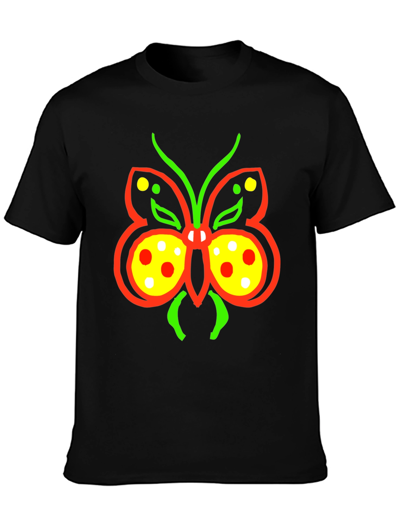Butterfly Graphic Tee - Quirky Black T-Shirt