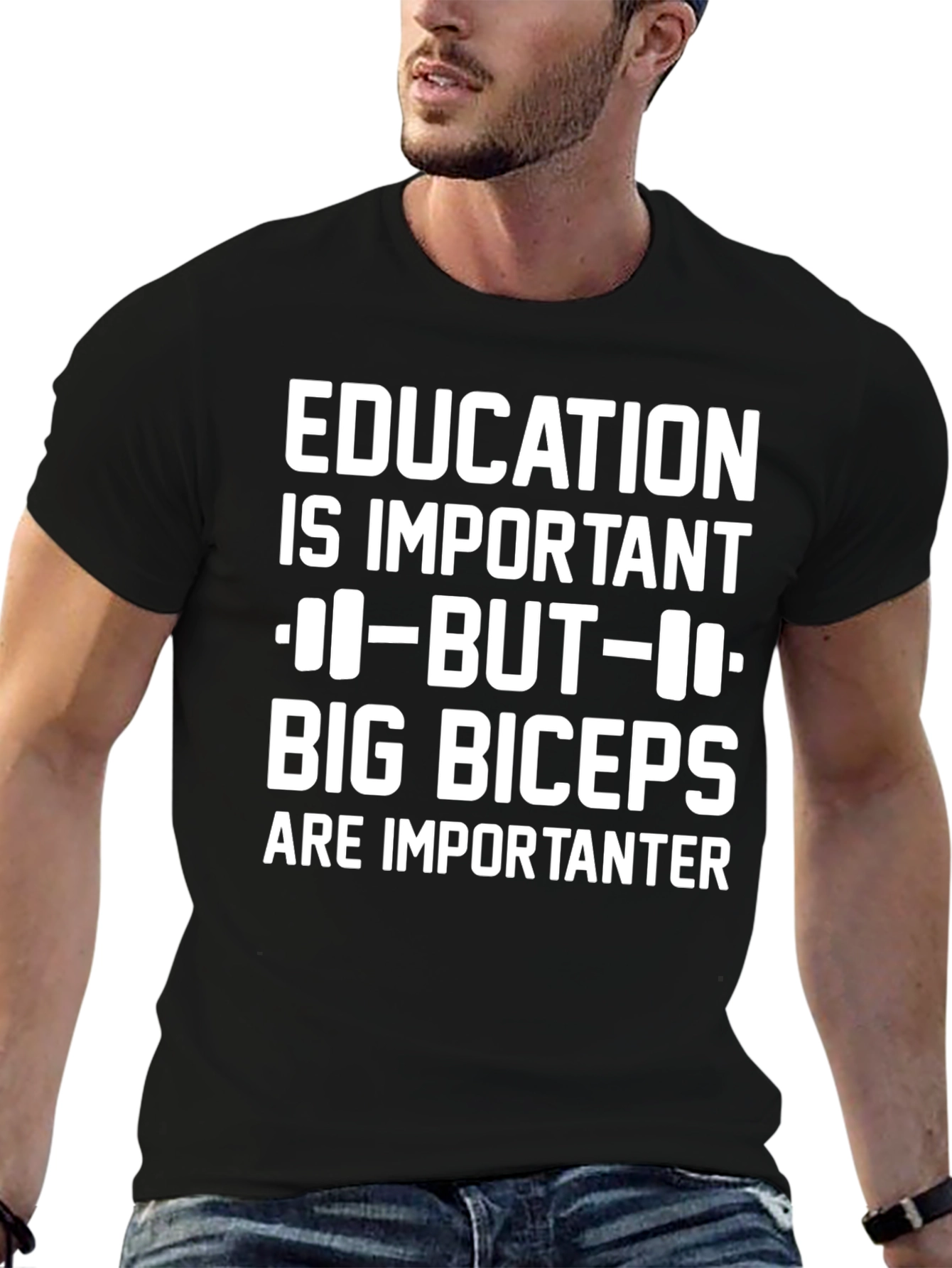Education vs Biceps Graphic T-Shirt