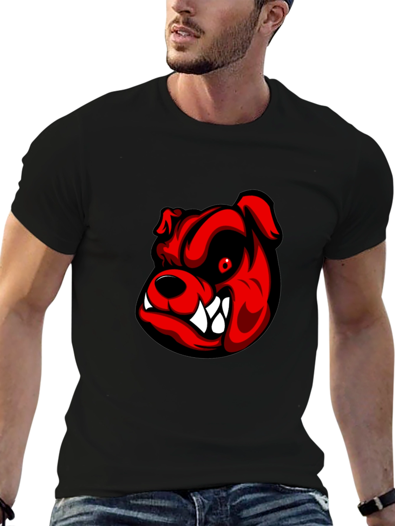 Mens Black Bulldog Graphic Tee