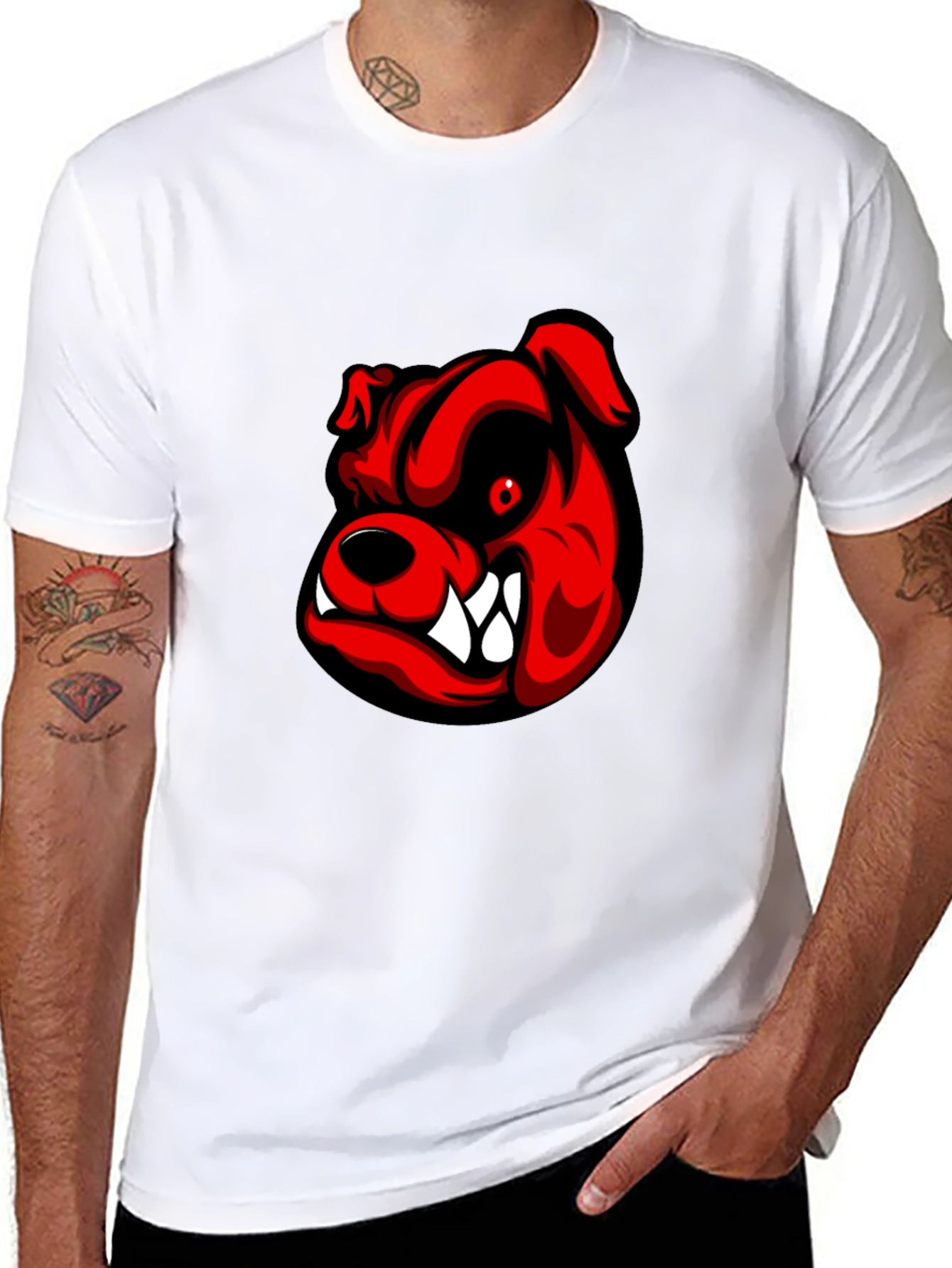 Mens Black Bulldog Graphic Tee