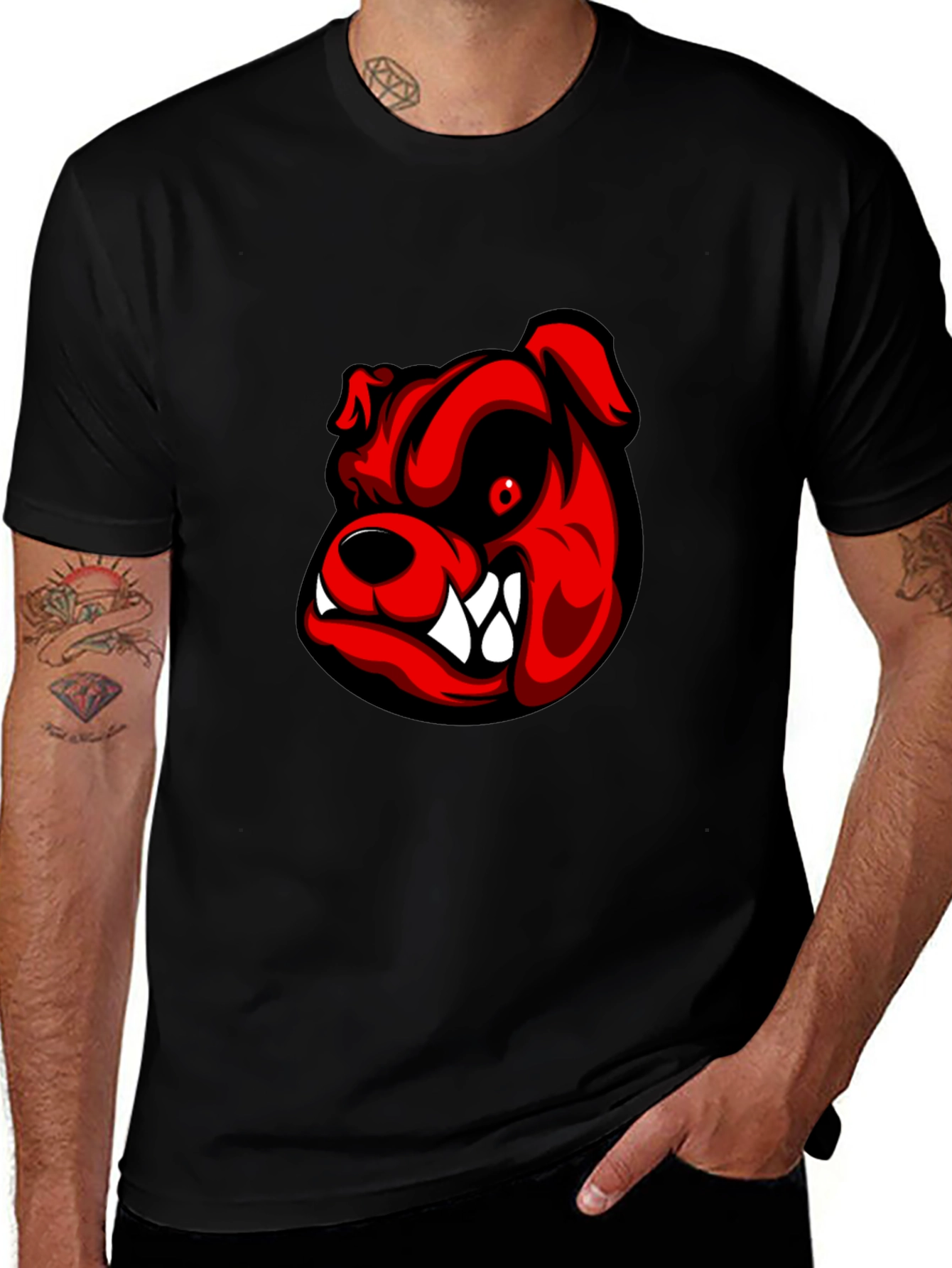 Mens Black Bulldog Graphic Tee