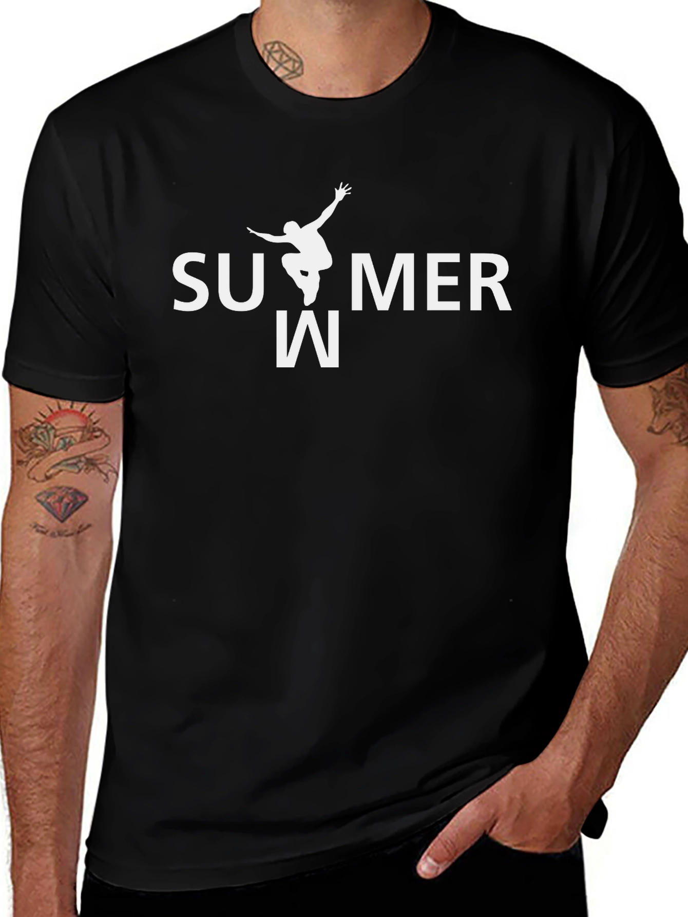 Summer Fun Black T-Shirt with Graphic Print