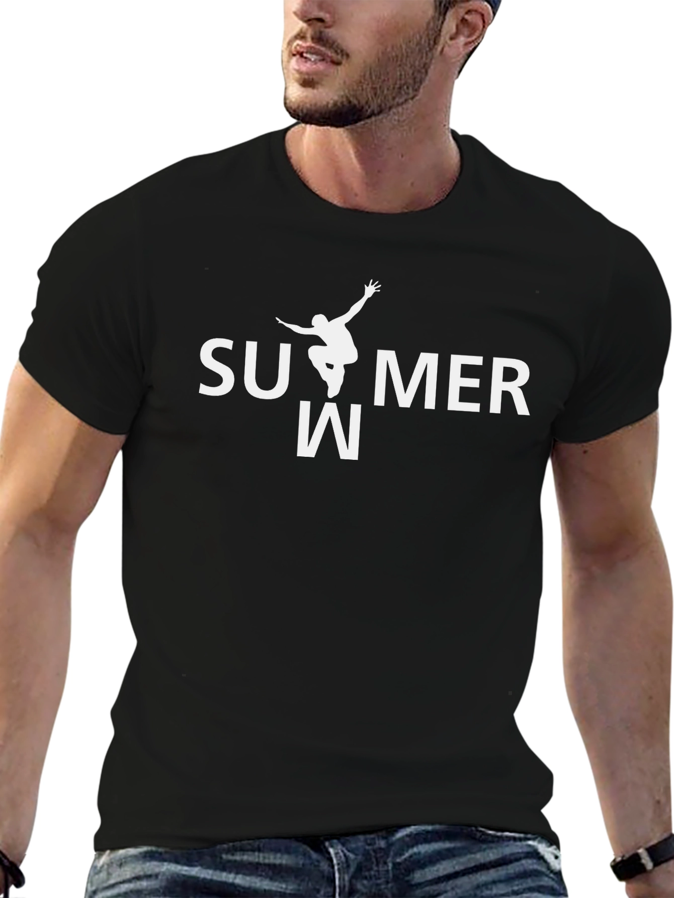 Summer Fun Black T-Shirt with Graphic Print