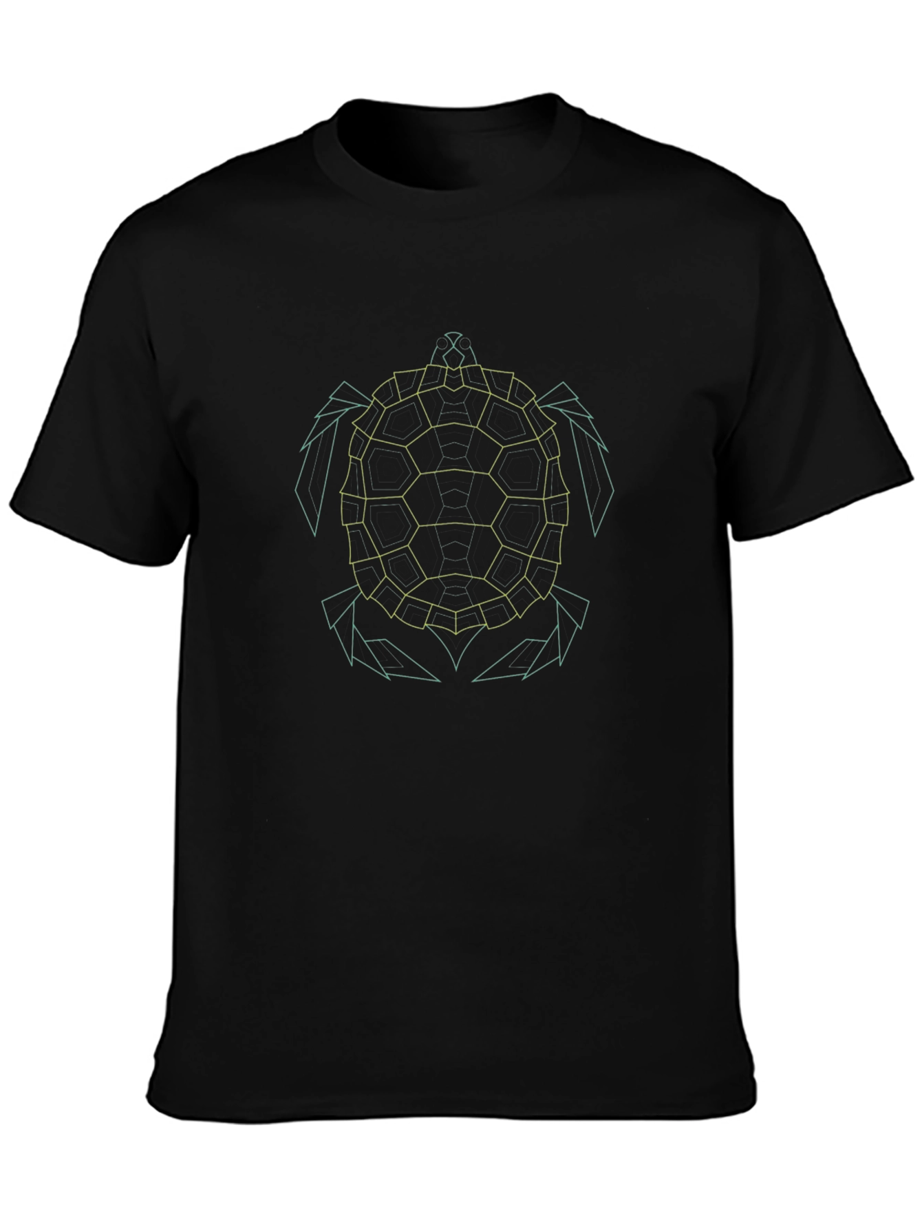 Geometric Turtle Graphic Print Black T-Shirt