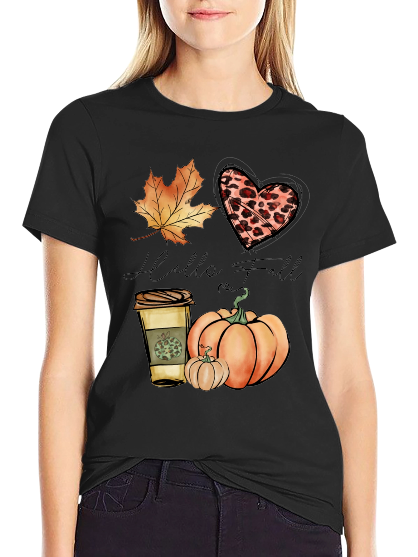 Hello Fall Black Graphic Tee