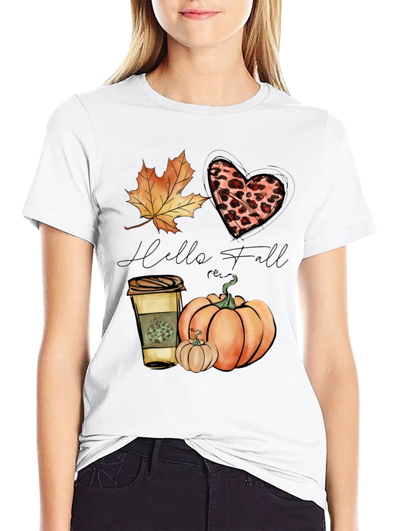 Hello Fall Black Graphic Tee