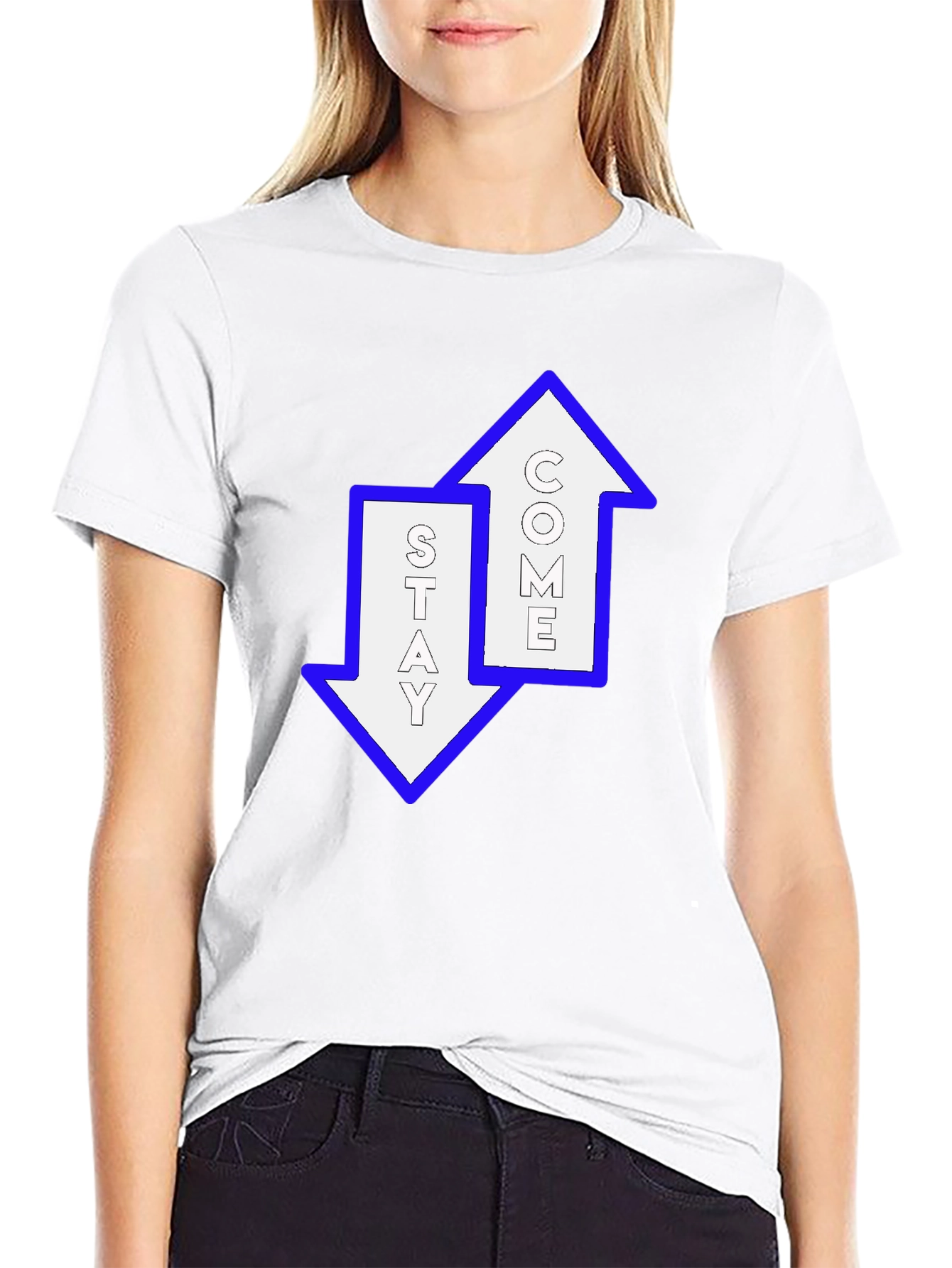 Stay Come Graphic T-Shirt - Trendy Arrows Design