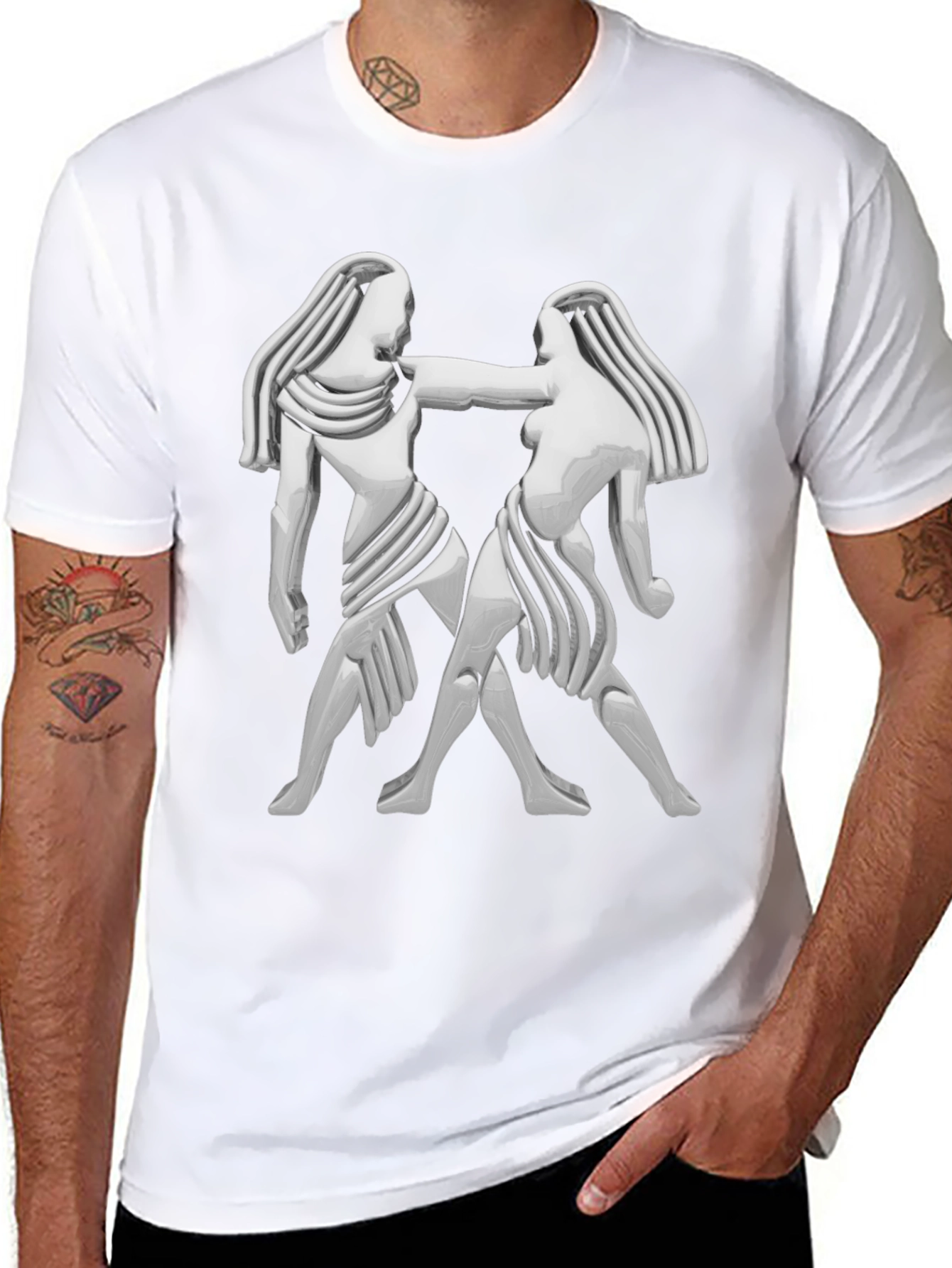 Gemini Zodiac Graphic T-Shirt - Black