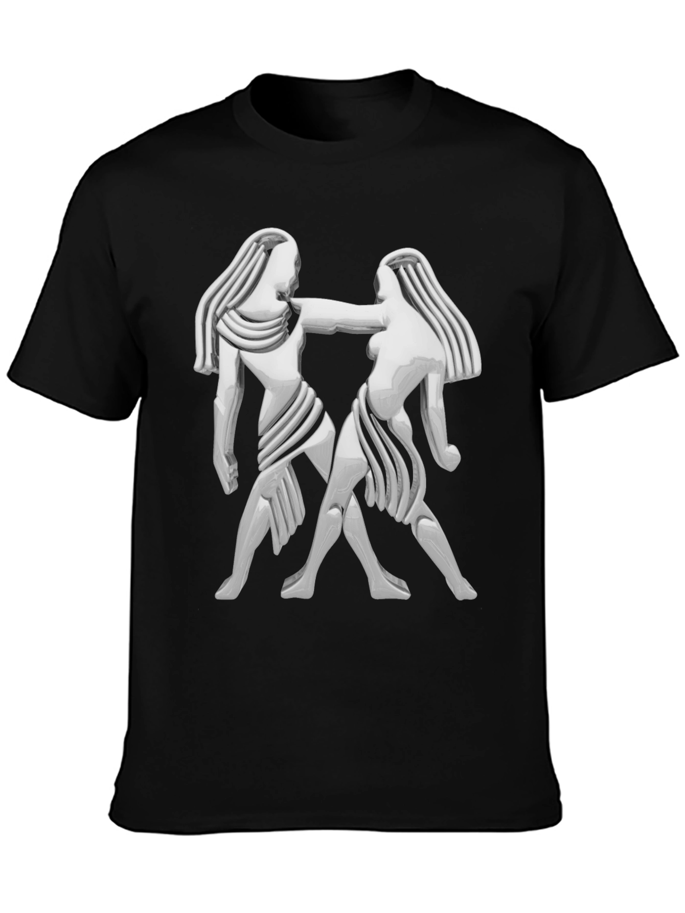 Gemini Zodiac Graphic T-Shirt - Black