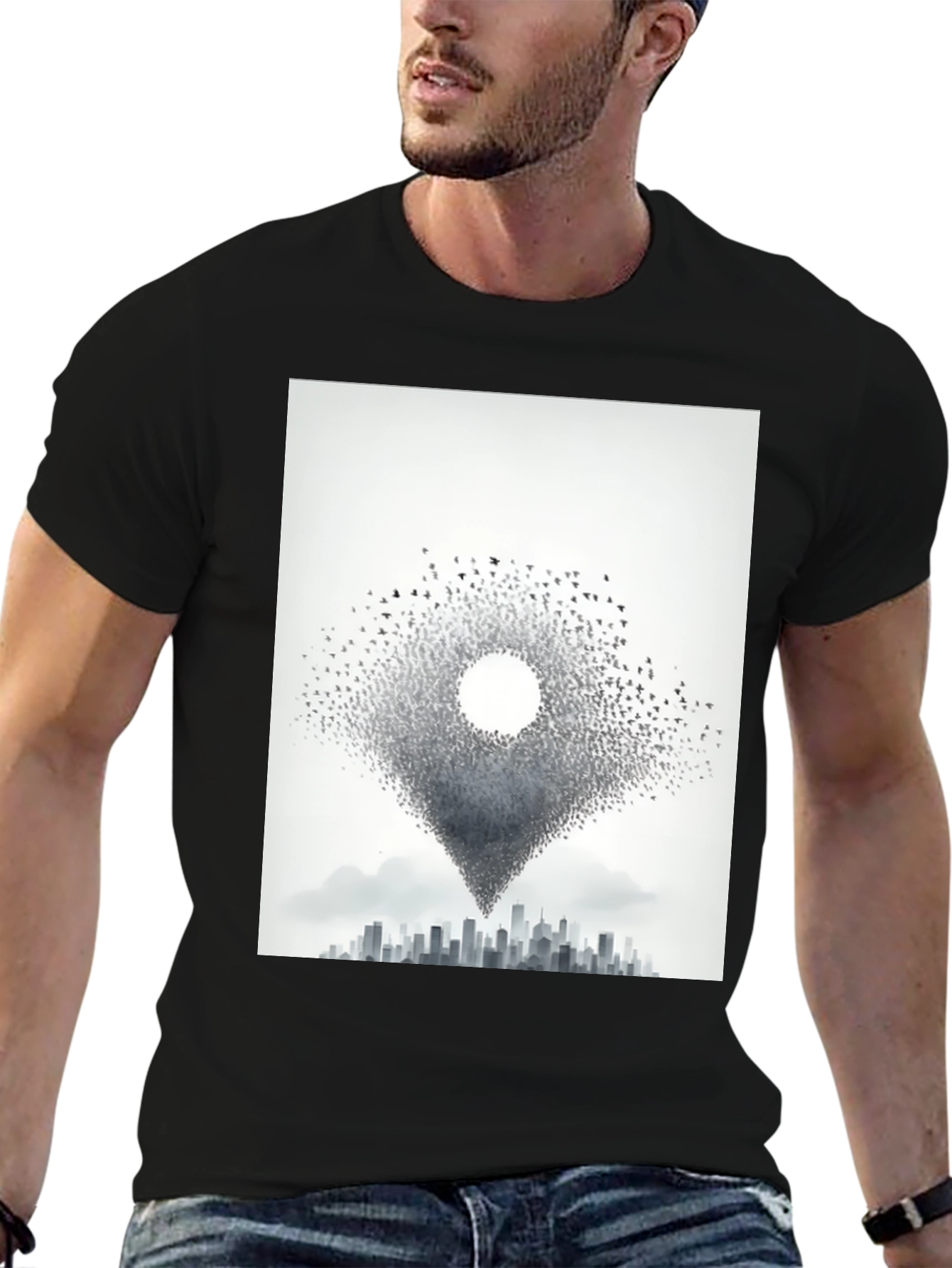 Urban Migration T-Shirt - Bird Cityscape Tee