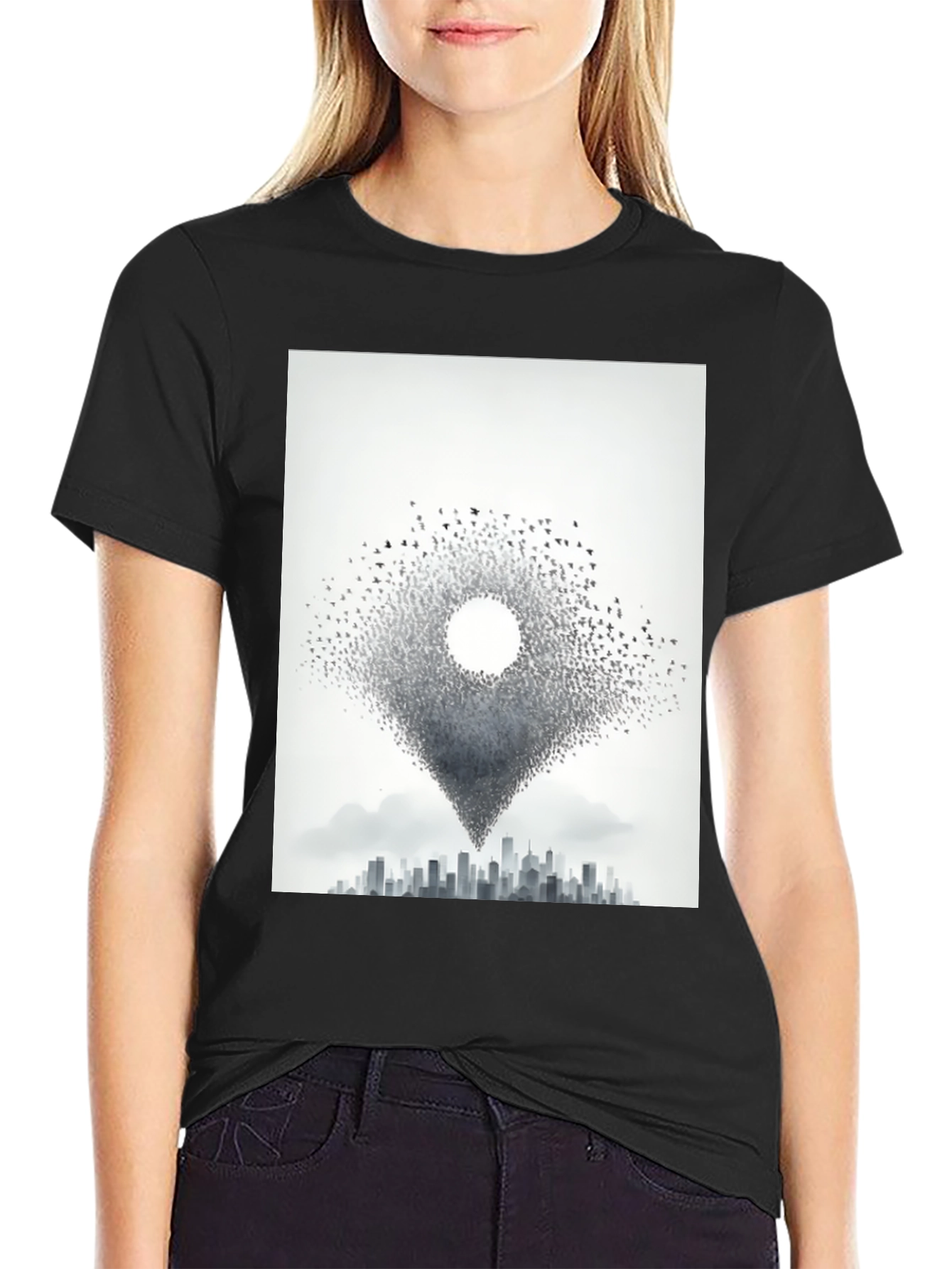 Urban Migration T-Shirt - Bird Cityscape Tee