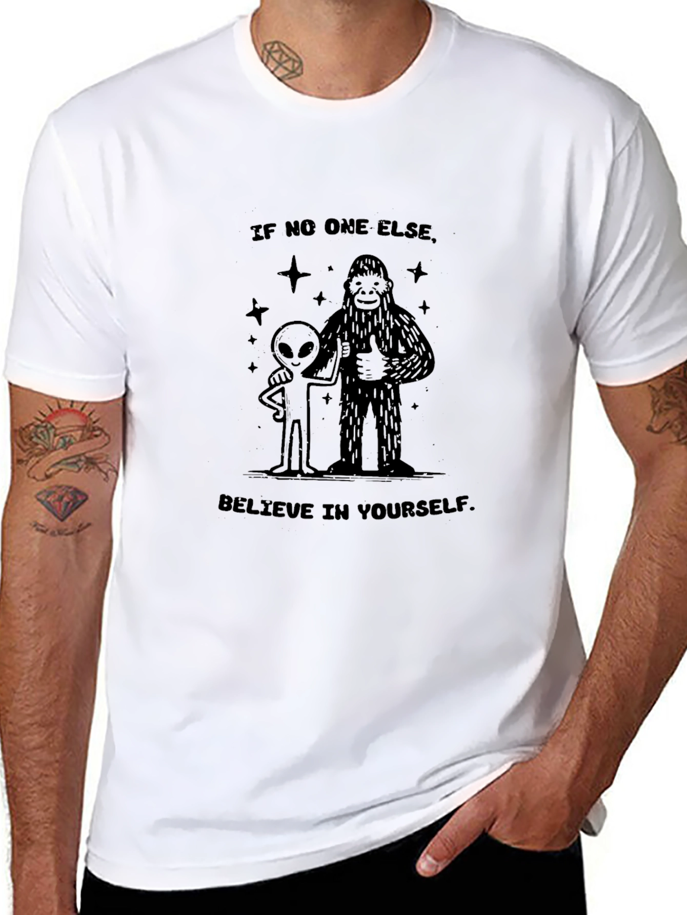 Believe in Yourself T-Shirt - Alien and Bigfoot Tee