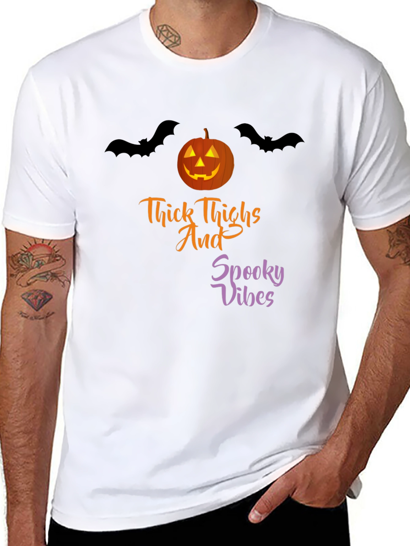 Thick Thighs Spooky Vibes Halloween T-Shirt