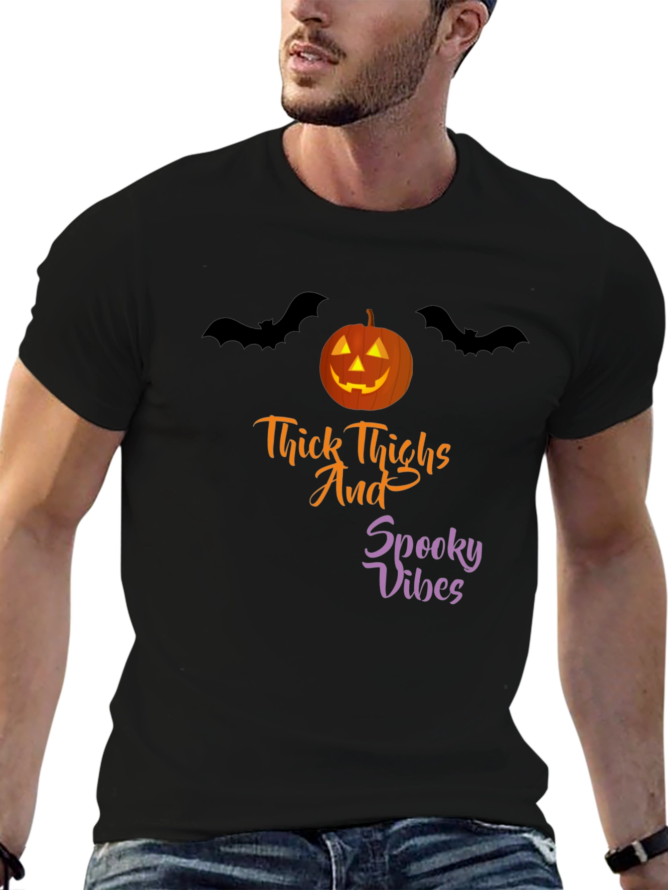 Thick Thighs Spooky Vibes Halloween T-Shirt