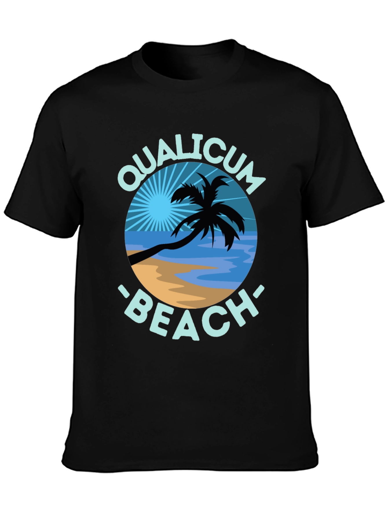 Qualicum Beach Black T-Shirt Palm Tree Graphic Tee
