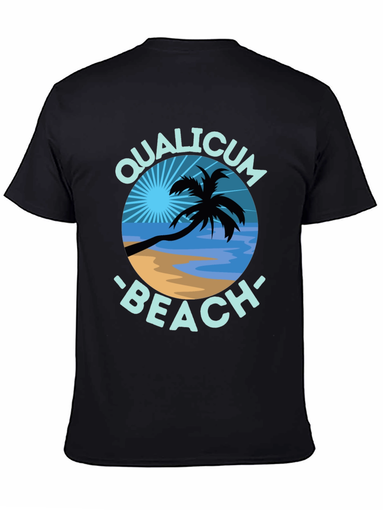 Qualicum Beach Black T-Shirt Palm Tree Graphic Tee