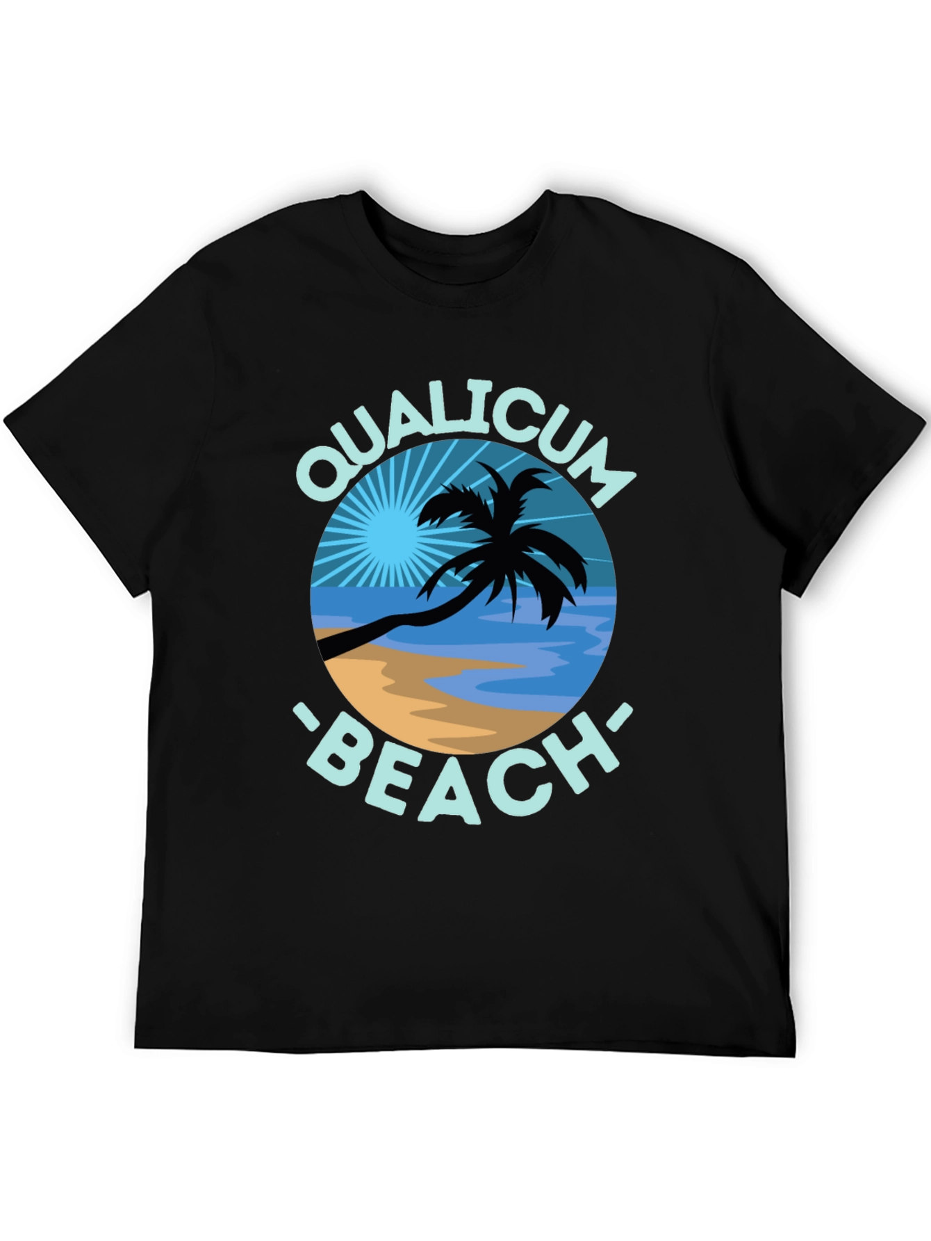 Qualicum Beach Black T-Shirt Palm Tree Graphic Tee