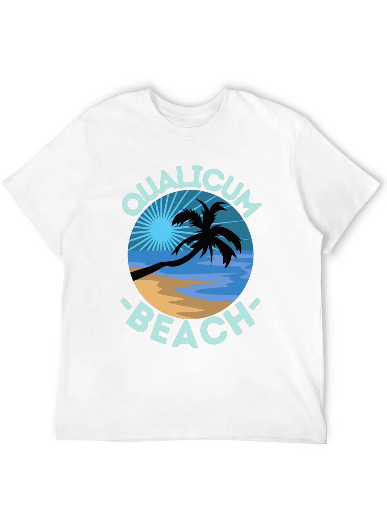 Qualicum Beach Black T-Shirt Palm Tree Graphic Tee