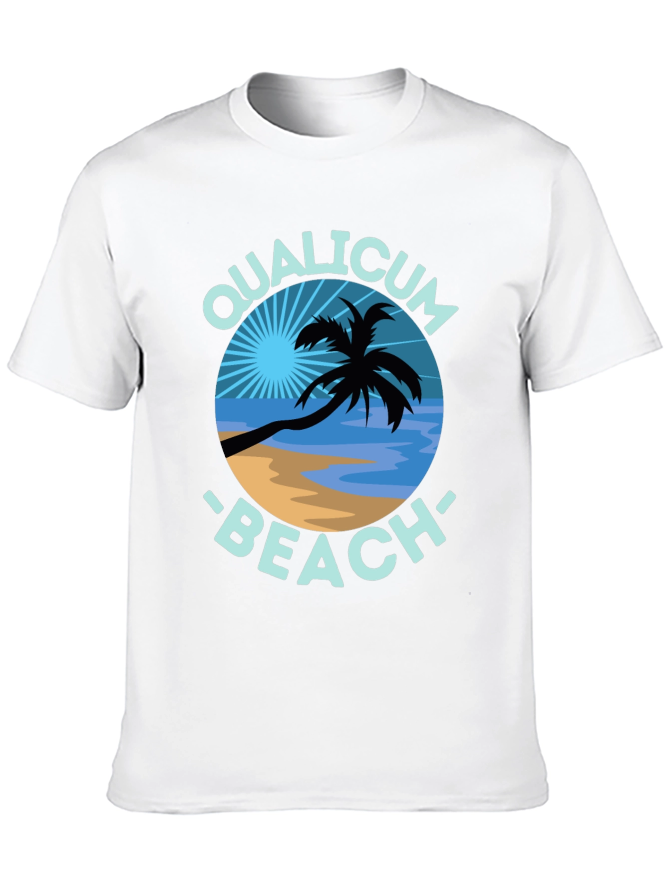 Qualicum Beach Black T-Shirt Palm Tree Graphic Tee