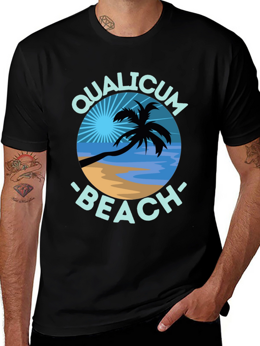 Qualicum Beach Black T-Shirt Palm Tree Graphic Tee