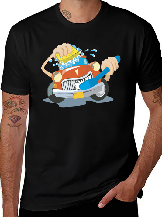 Cartoon Car Wash T-Shirt | Funny Car Lover Tee | Cute Auto Graphic Shirt | Gift for Car Enthusiasts | Free Shipping $50+