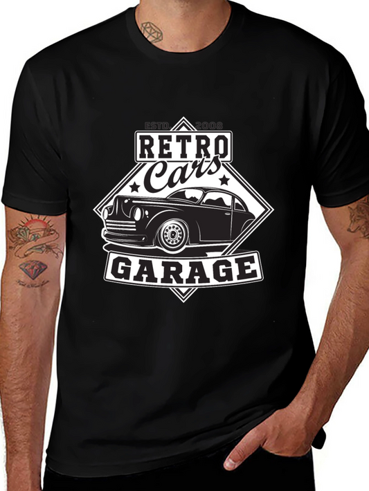 Retro Cars Garage Black T-Shirt