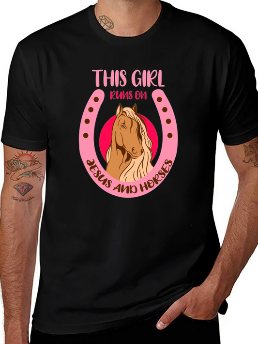 This Girl Runs On Jesus And Horses T-Shirt