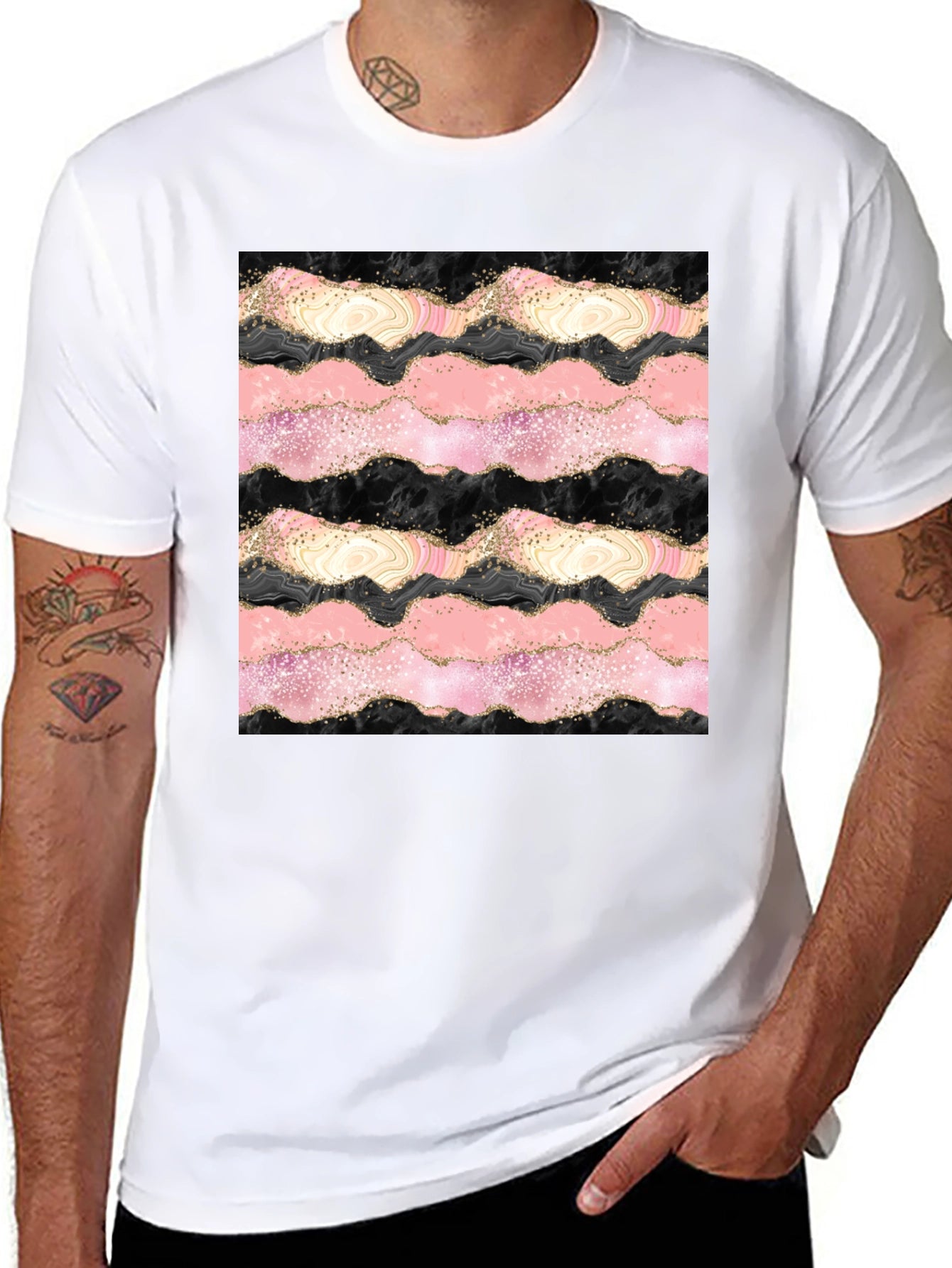 Abstract Wave Pattern Graphic Tee