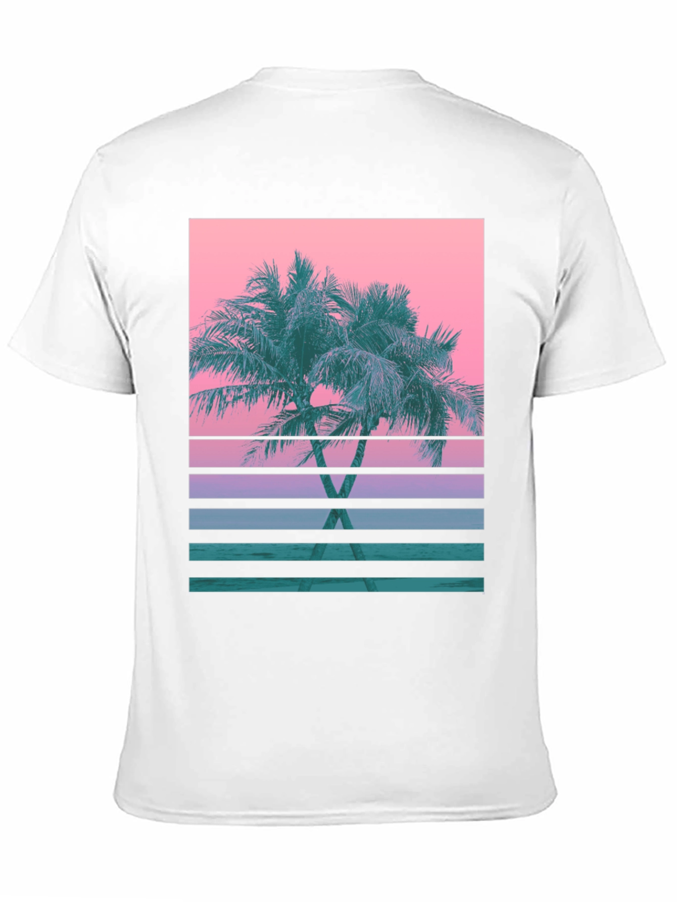 Retro Palm Sunset T-Shirt - Black Cotton Blend