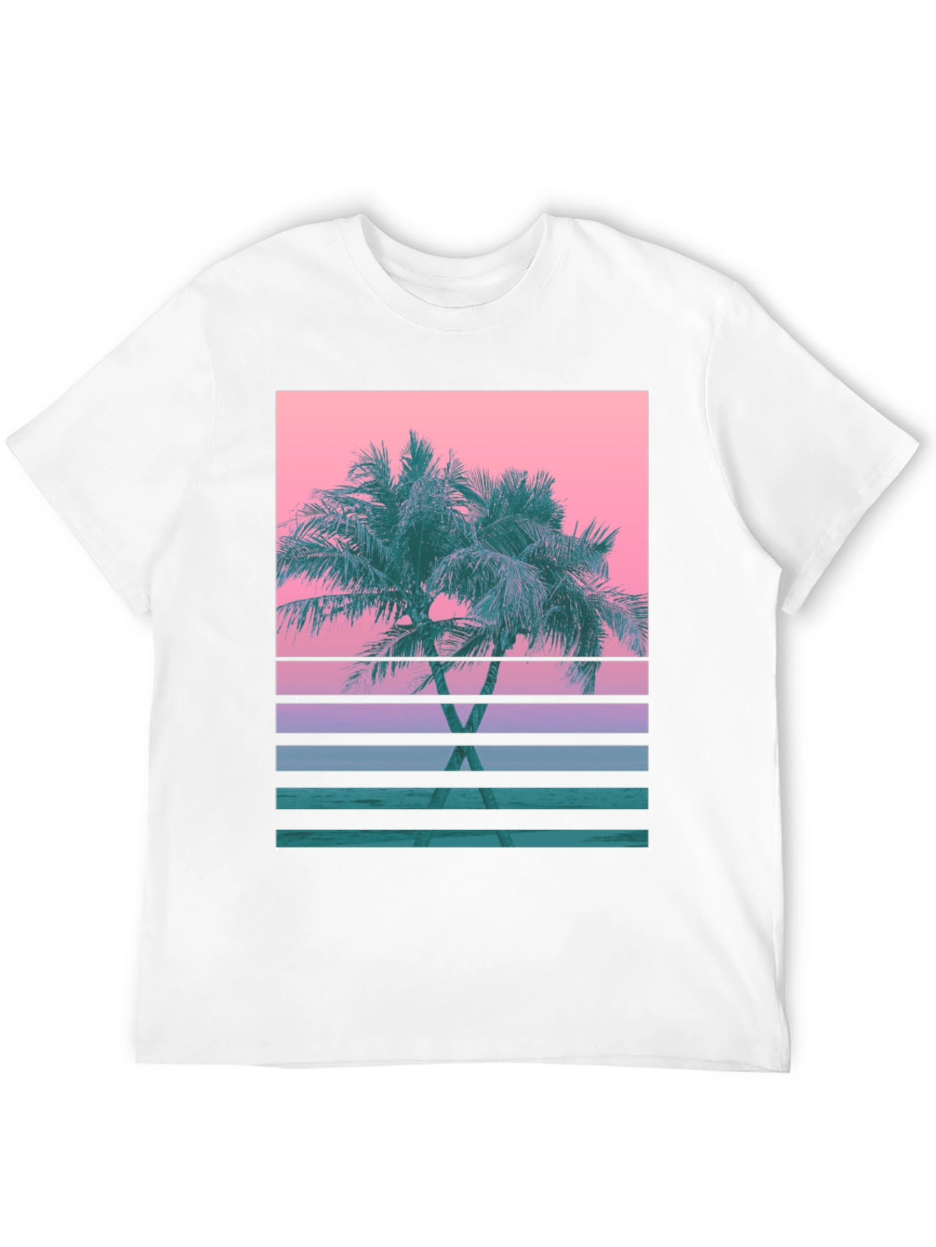 Retro Palm Sunset T-Shirt - Black Cotton Blend