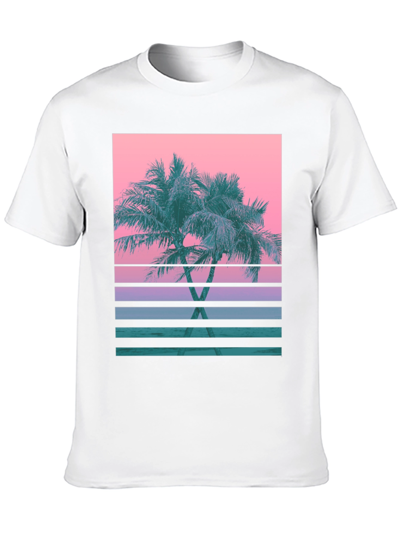 Retro Palm Sunset T-Shirt - Black Cotton Blend