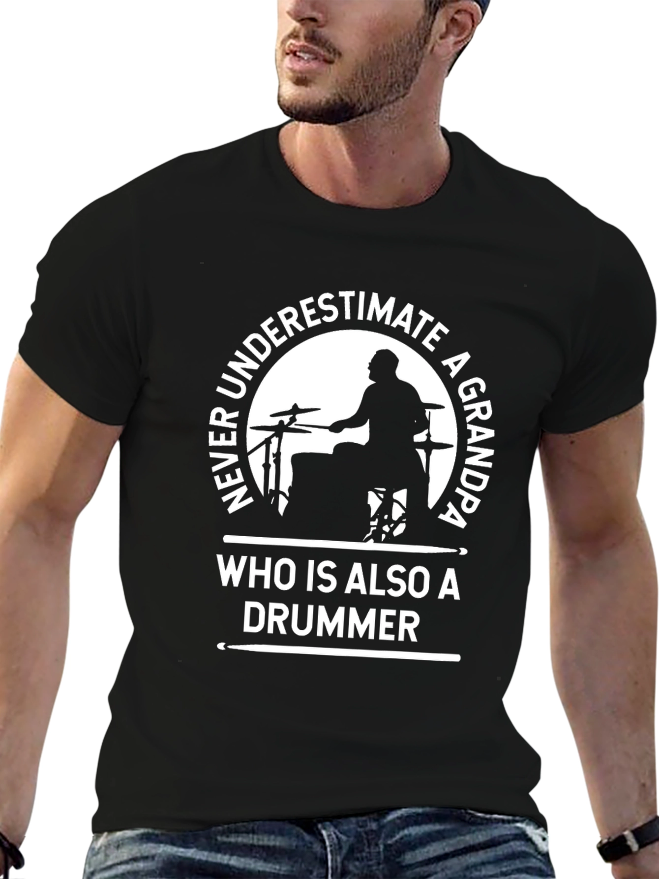 Grandpa Drummer T-Shirt - Never Underestimate
